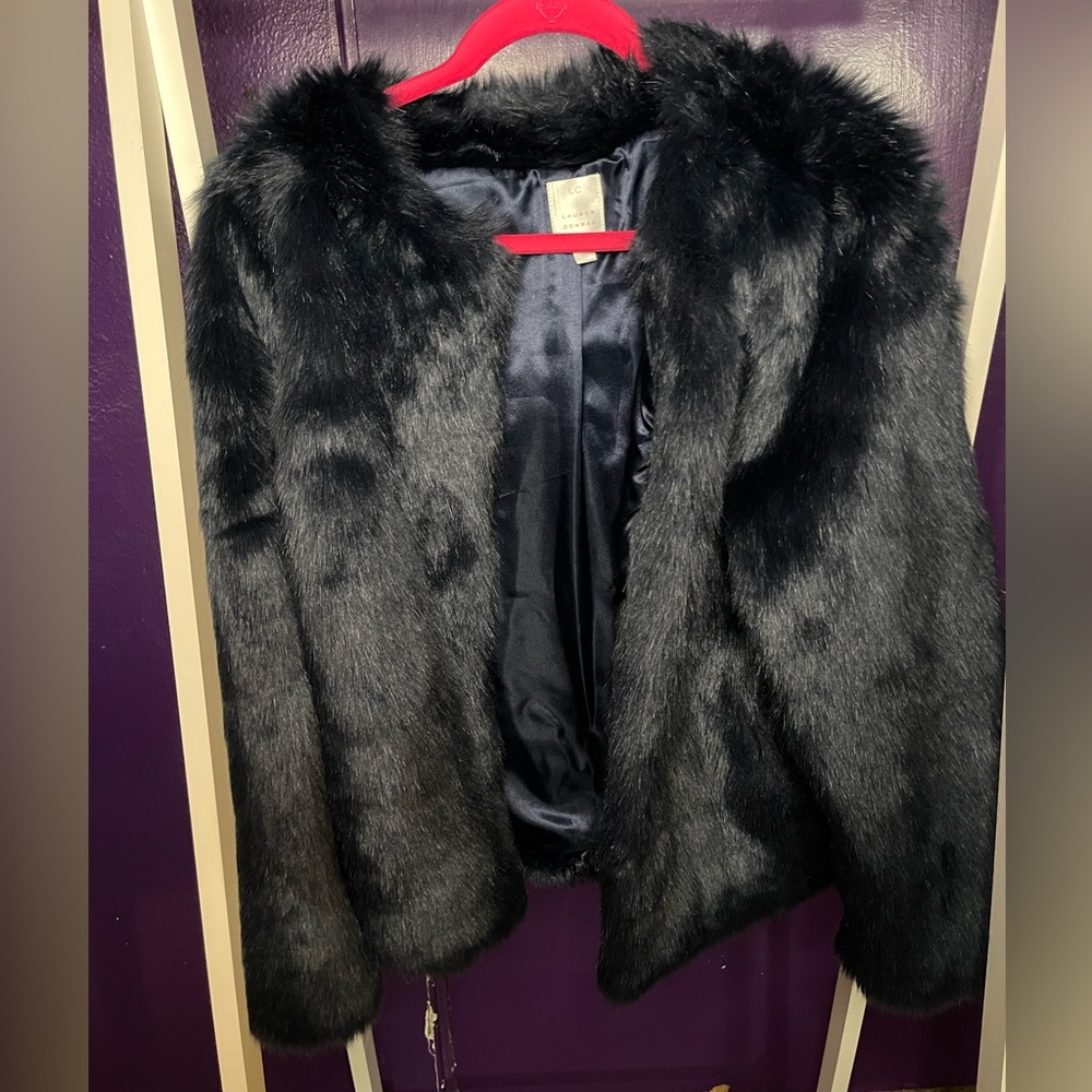 Faux Fur Dark Blue Coat